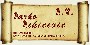 Marko Mikićević vizit kartica